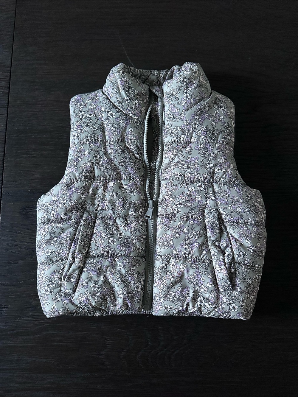 H&M Quilted Floral Vest - Gray & Lavender Accents